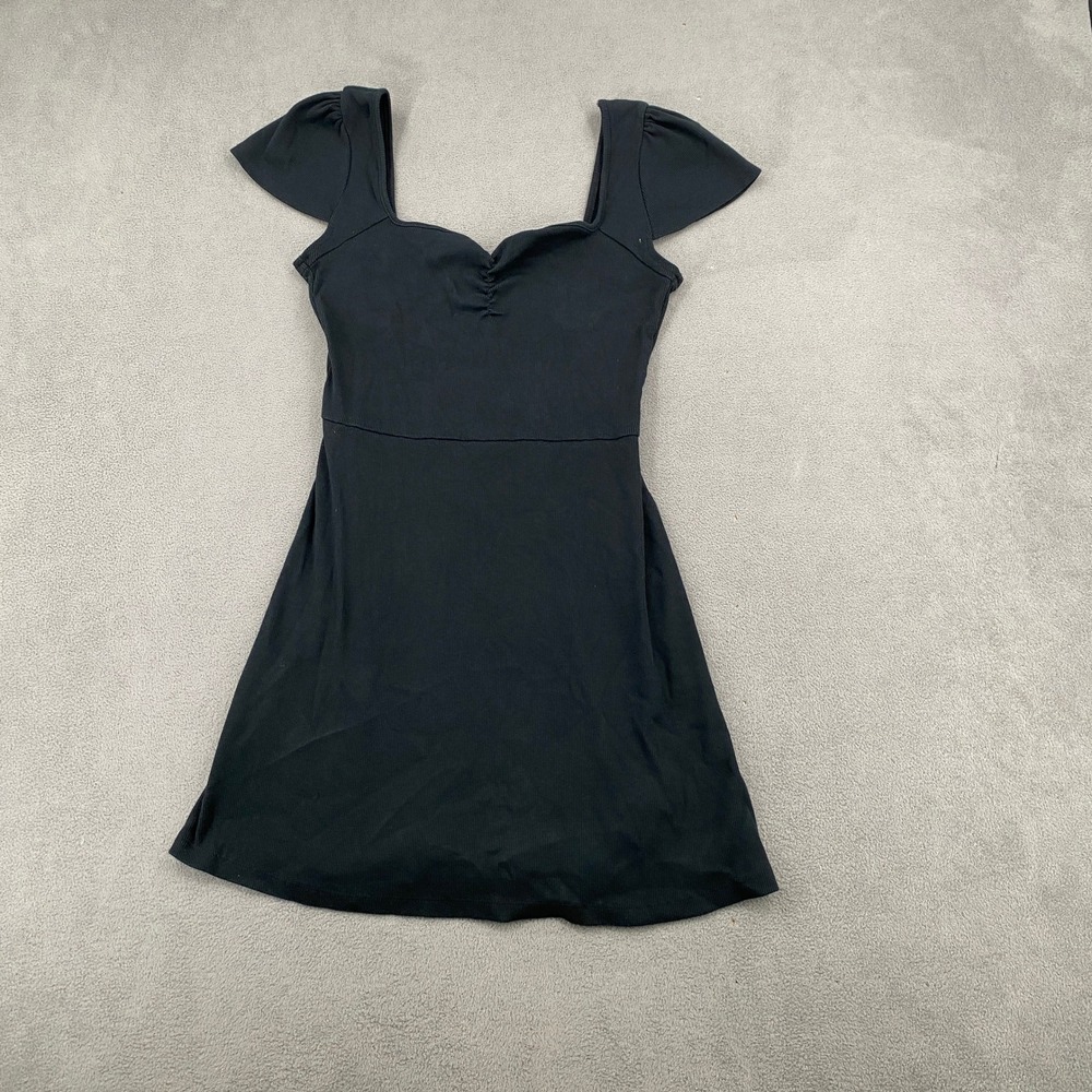 Wild Fable Black Ribbed Cap Sleeve Sweetheart Mini Dress Medium